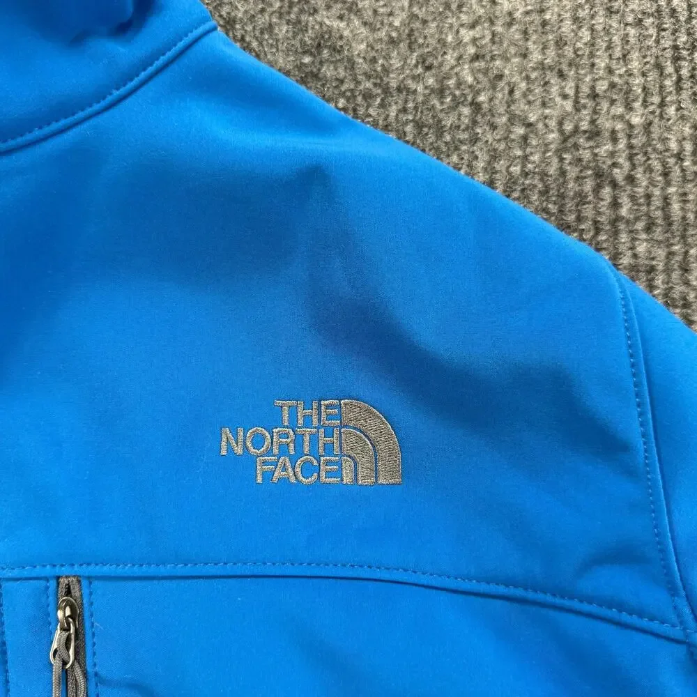 The North Face Soft Shell Jacket Mens Medium Blue Full Zip Fleece Lined Coat